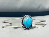 Elegant Vintage Native American Navajo Blue Gem Turquoise Sterling Silver Bracelet-Nativo Arts