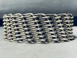 Master Hand Woven Vintage Native American Navajo Sterling Silver Bracelet Cuff Old-Nativo Arts