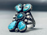One Of The Best Vintage Native American Navajo Teardrop Turquoise Sterling Silver Ring-Nativo Arts