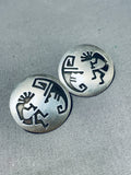 Unique Vintage Native American Navajo Signed Sterling Silver Kokopelli Earrings-Nativo Arts