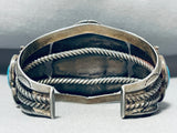 Coils Cluster Vintage Native American Navajo Fat Turquoise Sterling Silver Bracelet-Nativo Arts