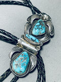 Kaysu Vintage Native American Navajo Turquoise Sterling Silver Bolo Tie Old-Nativo Arts