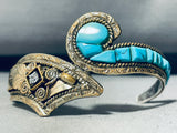 Most Unique Vintage Native American Navajo Turquoise Gold Sterling Silver Inlay Bracelet-Nativo Arts
