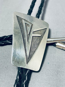 One Of The Best Native American Navajo Sterling Silver Bolo Tie-Nativo Arts