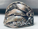 Johnny Frank Vintage Native American Navajo Sterling Silver Leaves Swirl Bracelet-Nativo Arts