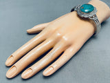 Signed Native American Navajo Royston Turquoise Sterling Silver Bracelet-Nativo Arts