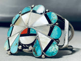Chief!! Important Vintage Native American Zuni Inlay Sterling Silver Bracelet-Nativo Arts