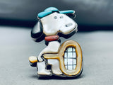 One Of A Kind Vintage Native American Zuni Snoopy Inlay Sterling Silver Native American Zuni Ring-Nativo Arts