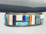 6-1/2' Wrist Vintage Wilbur Yazzie Native American Navajo Sterling Silver Inlay Bracelet-Nativo Arts