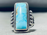 Brilliant Vintage Native American Navajo Sky Blue Turquoise Sterling Silver Ring-Nativo Arts