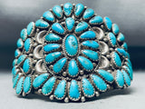 One Of The Best Vintage Navajo Turquoise Cluster Sterling Silver Bracelet-Nativo Arts