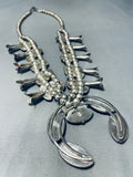 Gasp! Vintage Native American Navajo Bisbee Turquoise Sterling Silver Squash Blossom Necklace-Nativo Arts