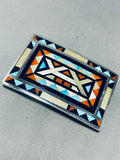 One Of The Most Intricate Vintage Native American Zuni Turquoise Inlay Sterling Silver Buckle-Nativo Arts