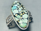 One Of Best Vintage Native American Navajo Spiderweb Green Turquoise Sterling Silver Bracelet-Nativo Arts