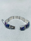 Te Best Lapis Suilite Sterling Silver Vintage Native American Navajo Link Bracelet-Nativo Arts