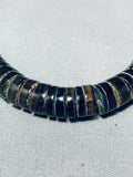 Native American Wonderful Vintage Santo Domingo Brown Shell Sterling Silver Necklace-Nativo Arts