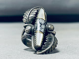 Stunning Vintage Native American Navajo White Buffalo Sterling Silver Eugene Crawford Ring-Nativo Arts