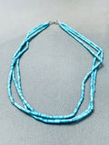 Rare Vintage Native American Navajo Turquoise Heishi Sterling Silver Necklace Old-Nativo Arts