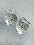 Incomparable Vintage Native American Navajo Sterling Silver Kokopelli Heart Earrings-Nativo Arts