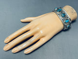 Authentic Early Deposit Bisbee Turquoise Vintage Native American Navajo Sterling Silver Bracelet-Nativo Arts