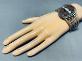 Kay Johnston Vintage Native American Navajo Natural Fissure Turquoise Sterling Silver Bracelet-Nativo Arts