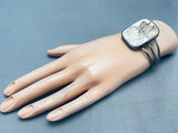 Hand Carved Moose Huge Vintage Native American Navajo Sterling Silver Bracelet Cuff-Nativo Arts