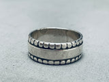 Rare Native American Kewa Santo Domingo Vintage Hand Tooled Sterling Silver Segmented Ring-Nativo Arts