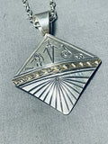 Magnificent Vintage Signed Native American Navajo Sterling Silver 14k Gold Necklace-Nativo Arts