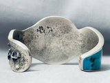 Heavy 105 Grams Vintage Native American Navajo Turquoise Inlay Sterling Silver Bracelet-Nativo Arts