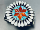 6 Inch Wrist Vintage Native American Zuni Inlay Vintage Turquoise Sterling Silver Bracelet-Nativo Arts
