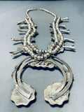 Gasp! 300 Gram Vintage Native American Navajo Turquoise Sterling Silver Squash Blossom Necklace-Nativo Arts