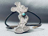 Rare Very Old Mickey Mouse Vintage Native American Navajo Turquoise Sterling Silver Bracelet-Nativo Arts