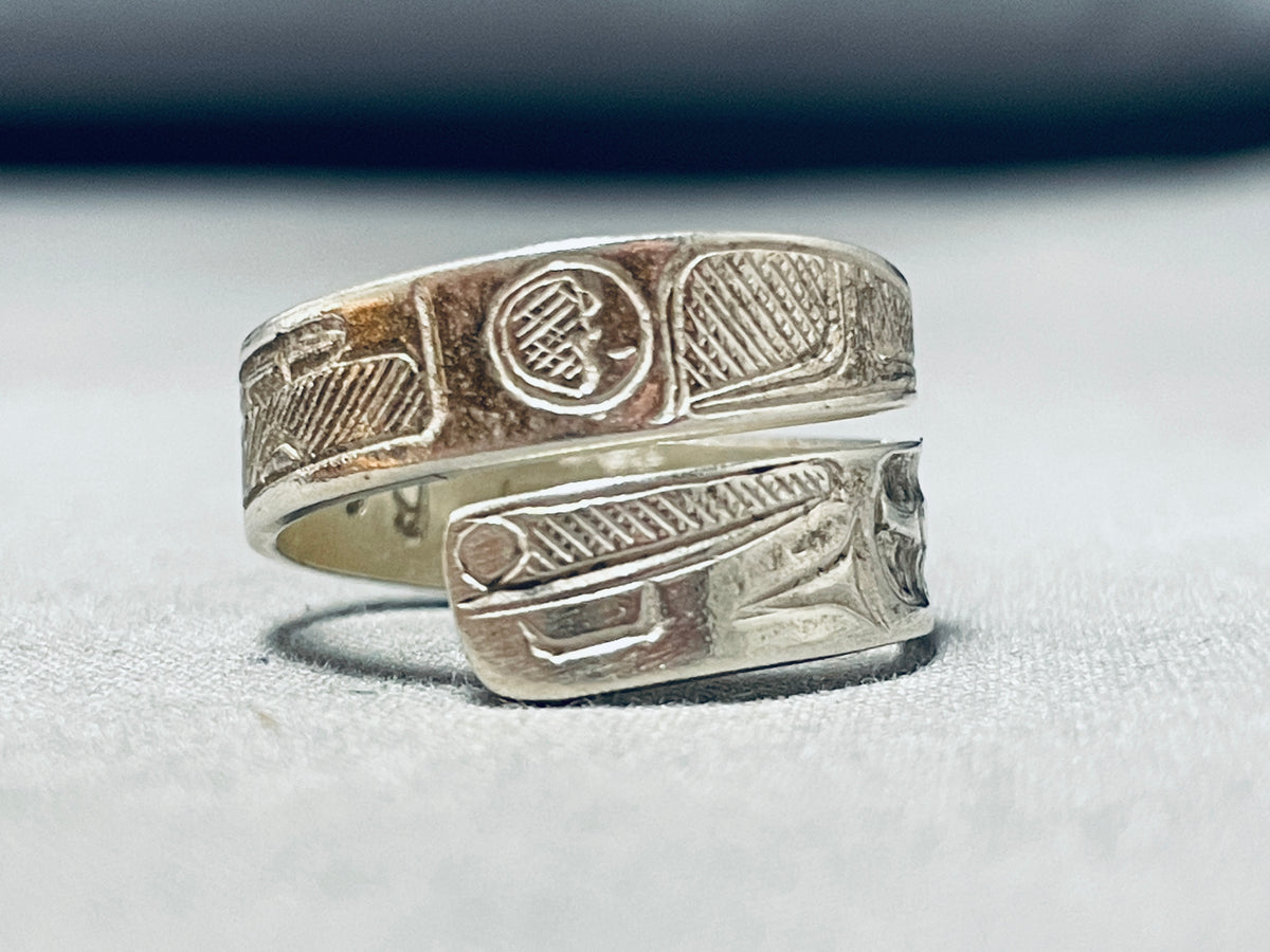 Native American Unique Vintage Haida Sterling Silver Wrap-around Ring ...