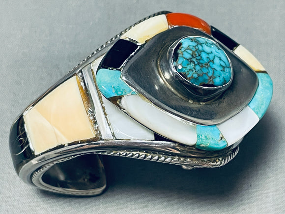 Very Important Vintage Native American Navajo Dan Benally (d) Turquoise Sterling Silver Bracelet-Nativo Arts