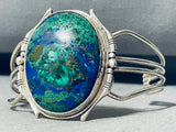 Planet Earth Azurite Vintage Native American Navajo Sterling Silver Bracelet Cuff-Nativo Arts