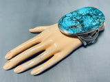 One Of The Biggest Vintage Native American Navajo Spiderweb Turquoise Sterling Silver Bracelet-Nativo Arts