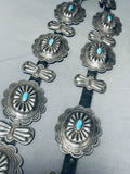 Authentic Hand Tooled Vintage Native American Navajo Sterling Silver Turquoise Concho Belt-Nativo Arts
