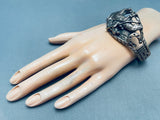 Native American End Of The Road Detailed Vintage Sterling Silver Horseshoe Bracelet-Nativo Arts