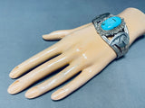 Bears Of Turquoise Vintage Native American Navajo Sterling Silver Geomtric Bracelet-Nativo Arts