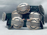 Detailed Handmade Vintage Native American Navajo Sterling Silver Segmented Concho Belt-Nativo Arts