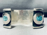 Eyes Of Turquoise!! Vintage Navajo Sterling Silver Bracelet Old-Nativo Arts