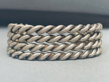 Heavy Thick Ropes Vintage Native American Navajo Sterlingn Silver Bracelet-Nativo Arts