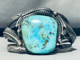 Leaf Jungle!! Vintage Native American Navajo Turquoise Sterling Silver Bracelet-Nativo Arts