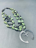 Gasp! Vintage Native American Navajo Green Turquoise Sterling Silver Squash Blossom Necklace-Nativo Arts
