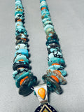 Kachina Inlay Native American Navajo Turquoise Sterling Silver Necklace-Nativo Arts