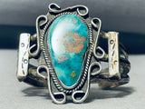 Important Early Vintage Native American Navajo Blue Royston Turquoise Sterling Silver Bracelet-Nativo Arts