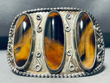 One Of The Best Vintage Native American Navajo Tiger Eye Sterling Silver Bracelet Old-Nativo Arts