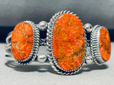 Alvin Joe Vintage Native American Navajo Coral Sterling Silver Bracelet-Nativo Arts