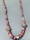 Dynamic Vintage Native American Navajo Purple Spiny Oyster Sterling Silver Necklace Signed-Nativo Arts