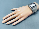 One Of The Best Vintage Native American Navajo White Buffalo Turquoise Sterling Silver Bracelet-Nativo Arts